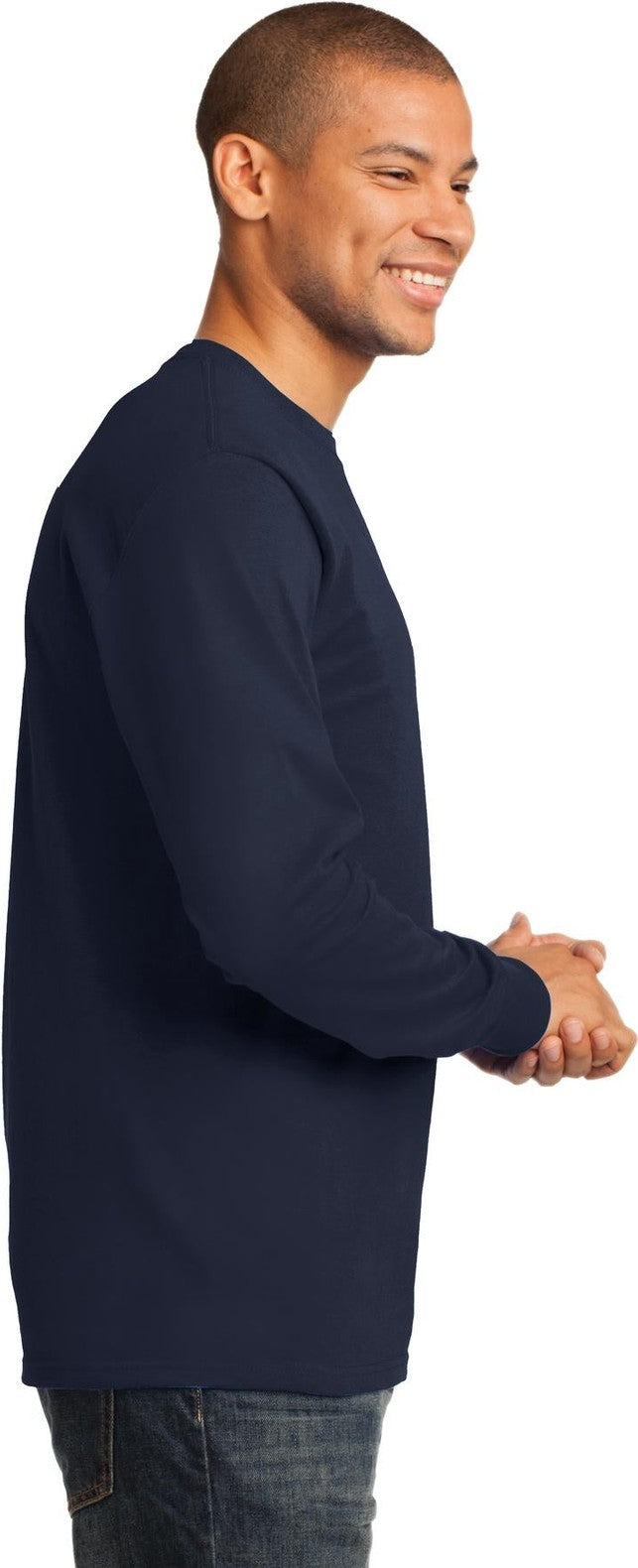 Deep Navy Port & Co Long Sleeve Essential Tee. PC61LS