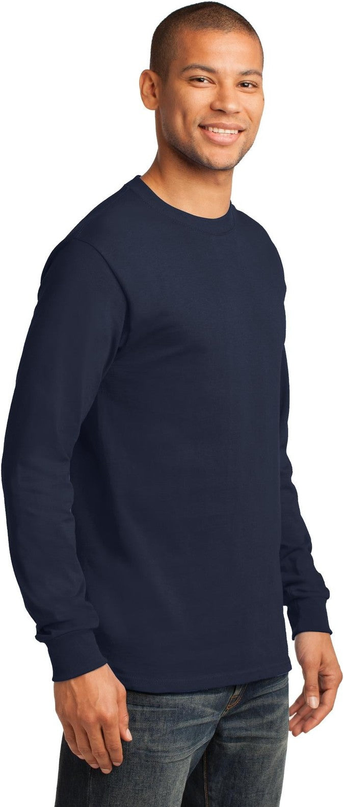 Deep Navy Port & Co Long Sleeve Essential Tee. PC61LS