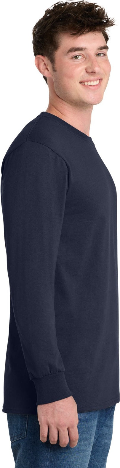 Deep Navy Port & Co Long Sleeve Essential Tee. PC61LS