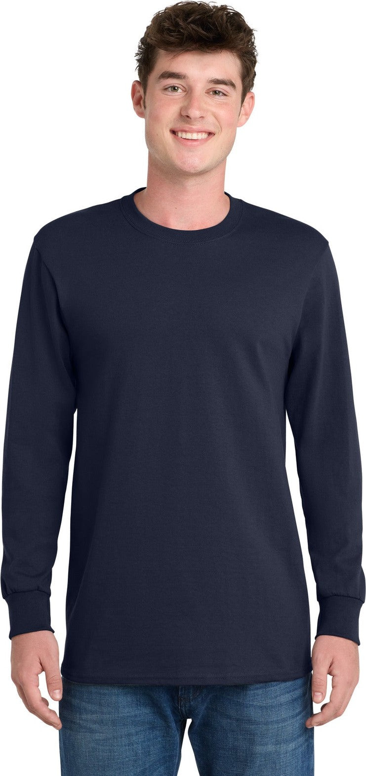 Deep Navy Port & Co Long Sleeve Essential Tee. PC61LS