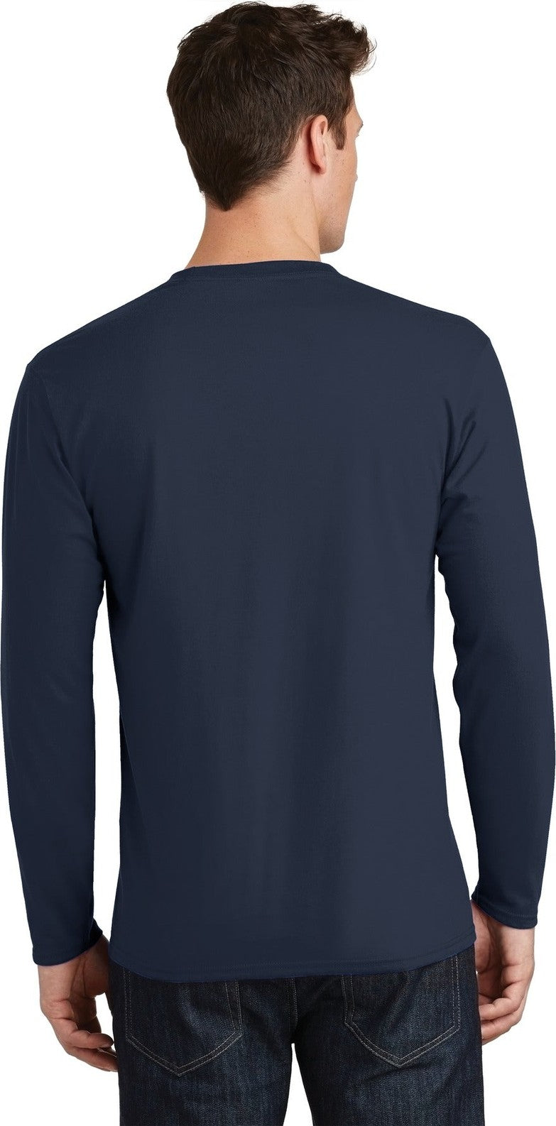 Deep Navy Port & Co Long Sleeve Fan Favorite Tee. PC450LS