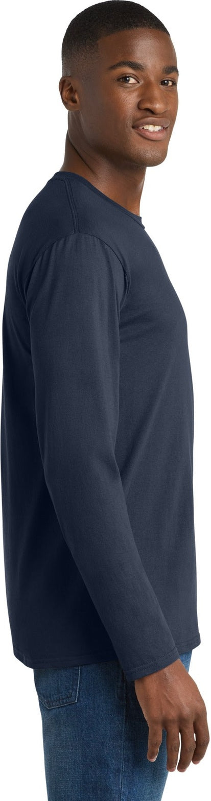 Deep Navy Port & Co Long Sleeve Fan Favorite Tee. PC450LS