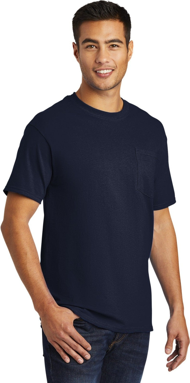 Deep Navy Port & Co Tall Essential Pocket Tee. PC61PT