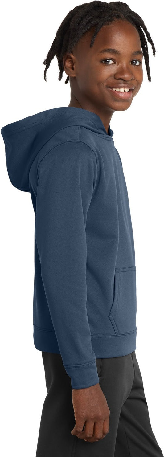 Deep Navy Port & Co Youth Performance Fleece Pullover Hooded Sweatshirt. PC590YH