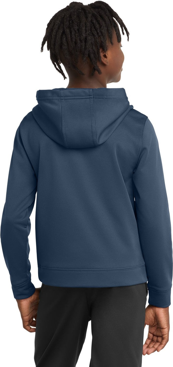Deep Navy Port & Co Youth Performance Fleece Pullover Hooded Sweatshirt. PC590YH