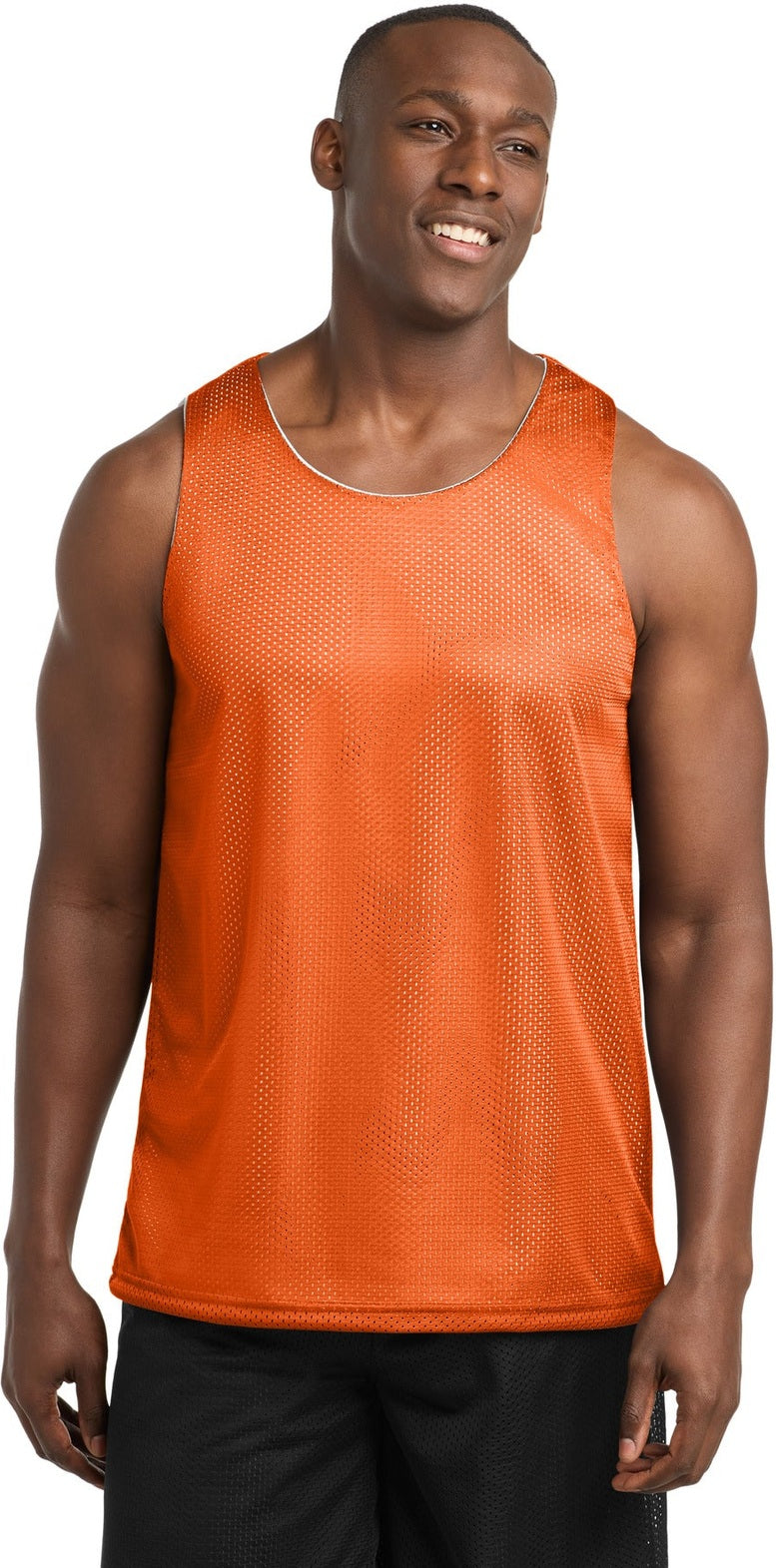 Deep Orange/Wh Sport-Tek PosiCharge Classic Mesh Reversible Tank. ST500