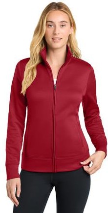 Deep Red Sport-Tek Women's Sport-Wick Fleece Full-Zip Jacket. LST241