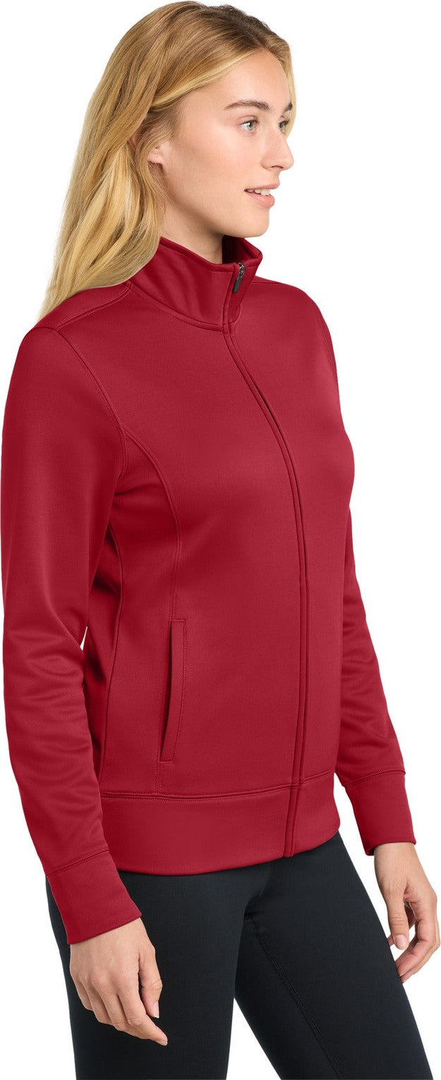 Deep Red Sport-Tek Women's Sport-Wick Fleece Full-Zip Jacket. LST241