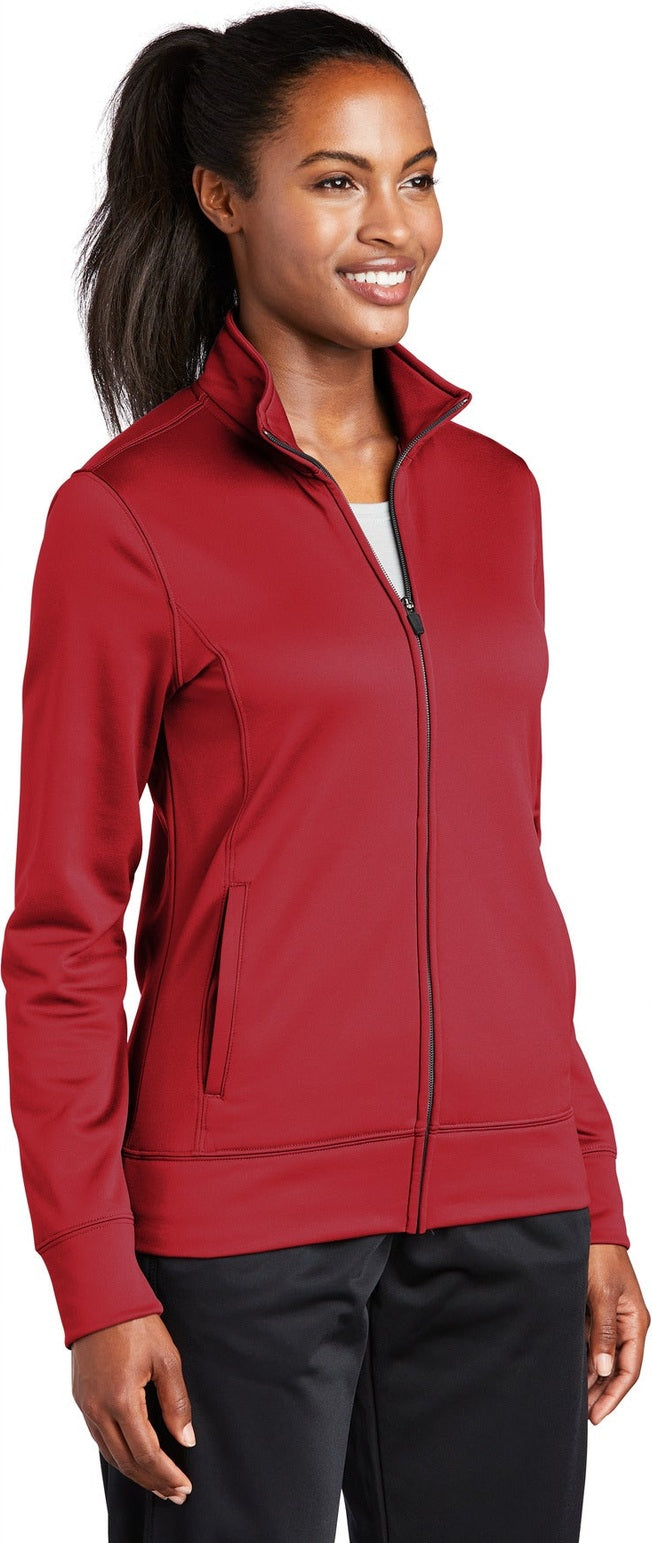 Deep Red Sport-Tek Women's Sport-Wick Fleece Full-Zip Jacket. LST241
