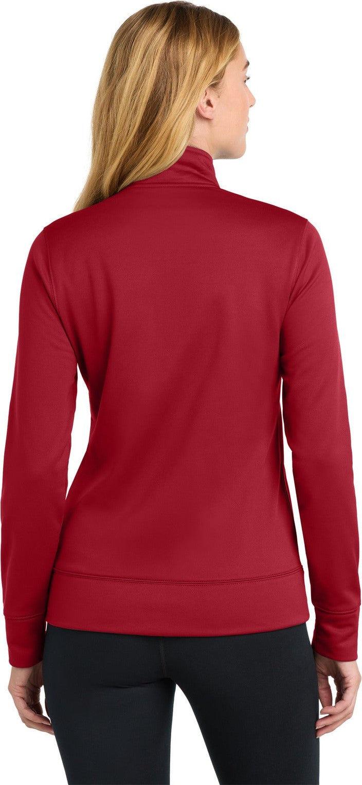 Deep Red Sport-Tek Women's Sport-Wick Fleece Full-Zip Jacket. LST241