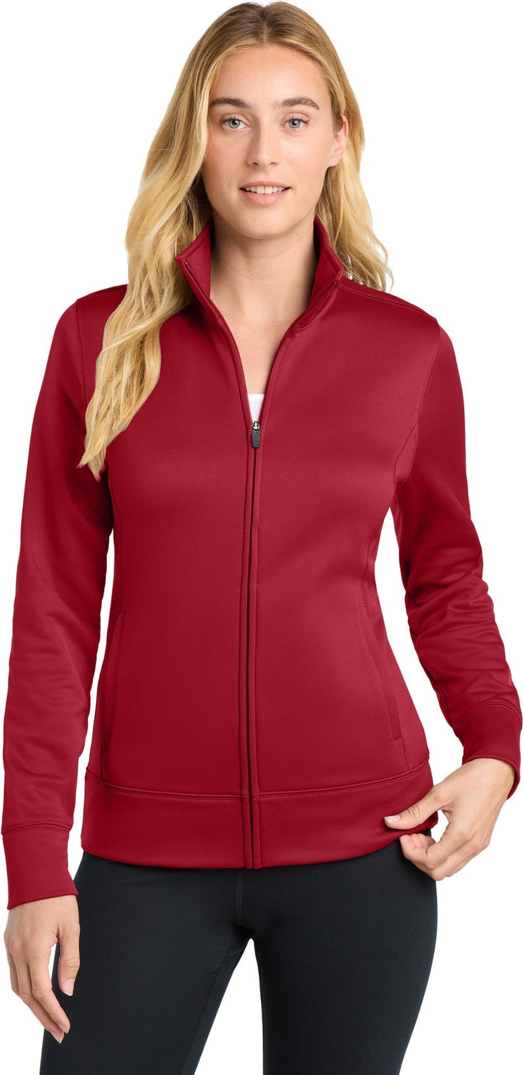 Deep Red Sport-Tek Women's Sport-Wick Fleece Full-Zip Jacket. LST241