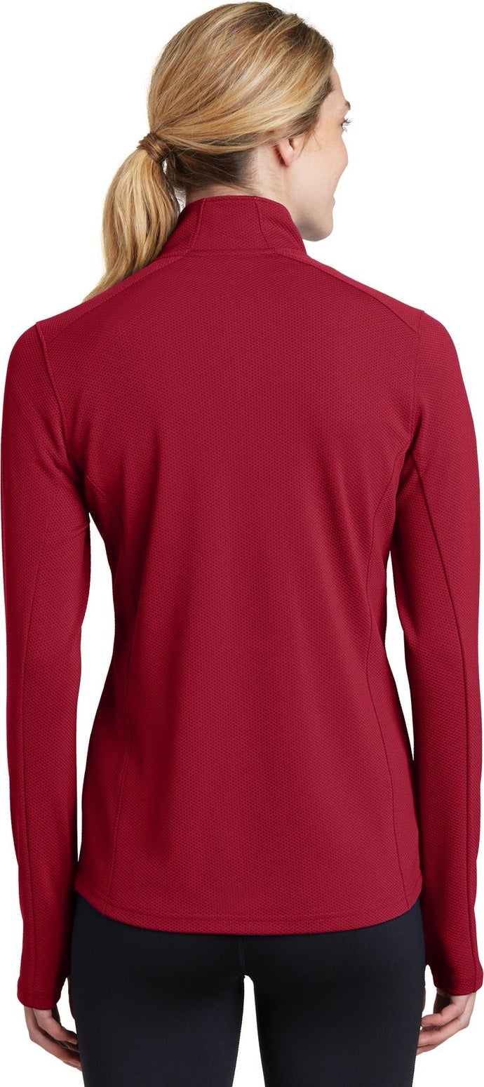Deep Red Sport-Tek Women's Sport-Wick Textured 1/4-Zip Pullover. LST860