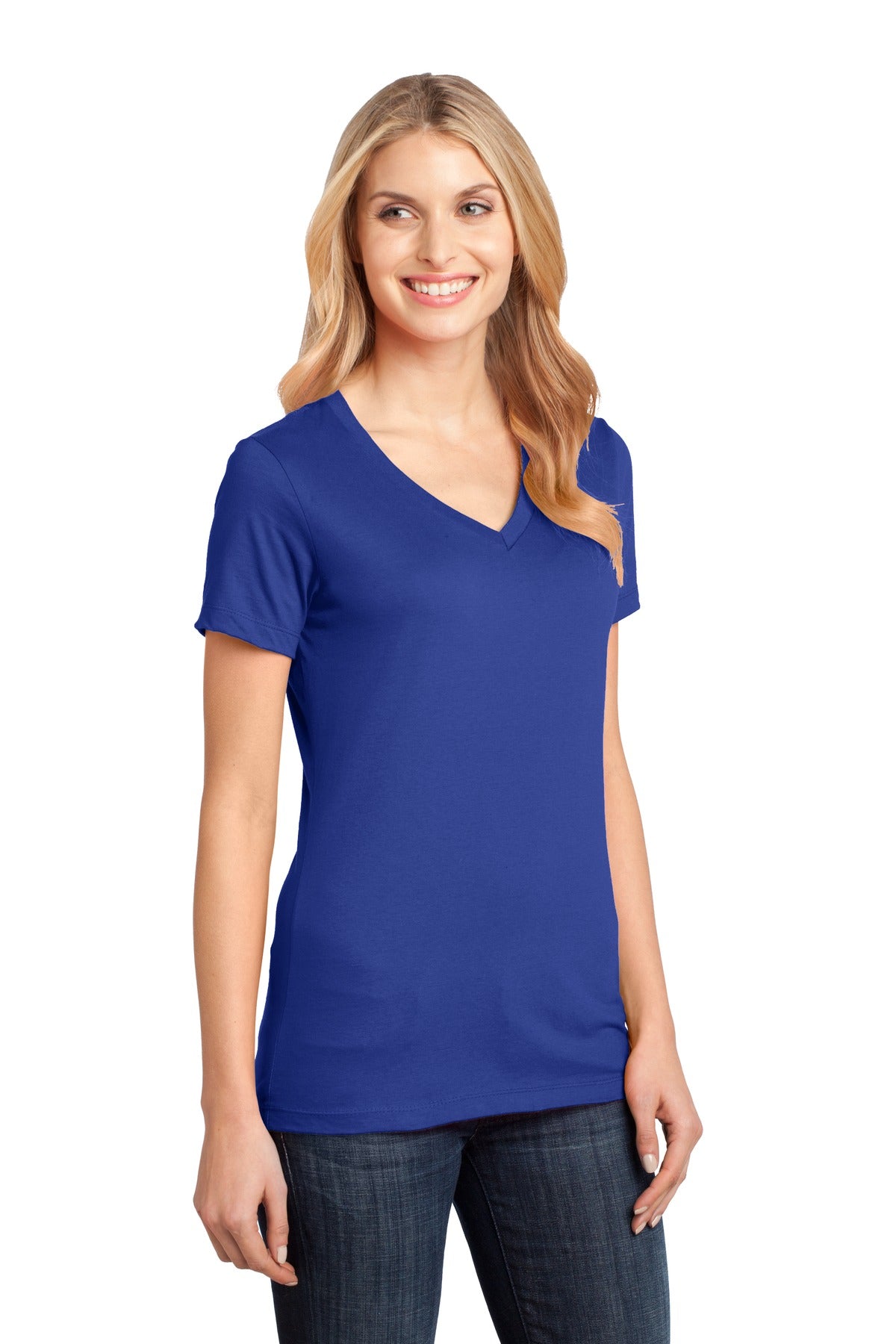 Deep Royal District - Women's Perfect Weight V-Neck Tee. DM1170L