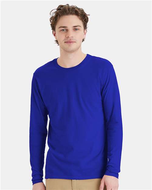 Front View of Deep Royal Perfect-T Long Sleeve T-Shirt - 498L