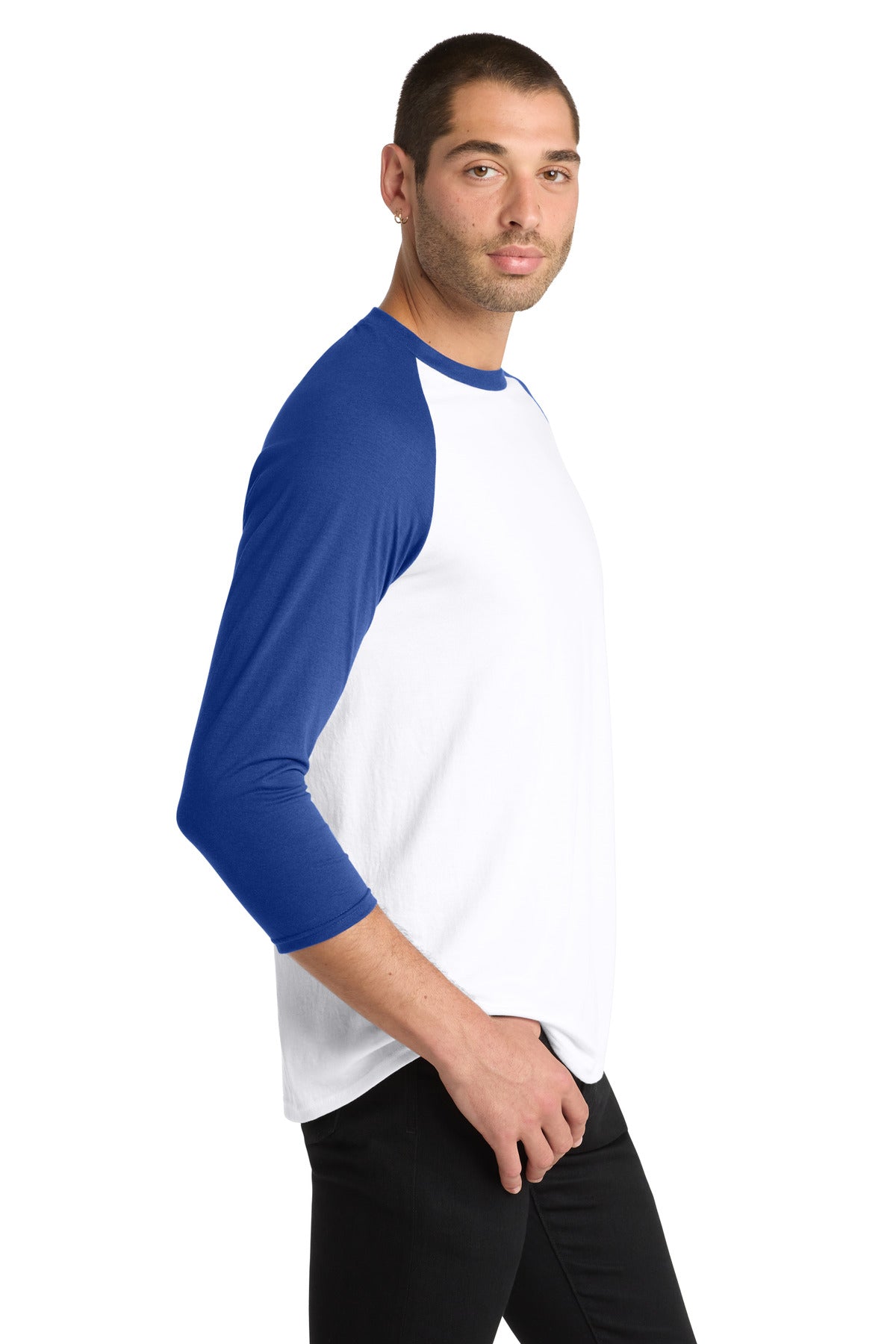 Deep Royal/Wht District Perfect Tri 3/4-Sleeve Raglan. DM136