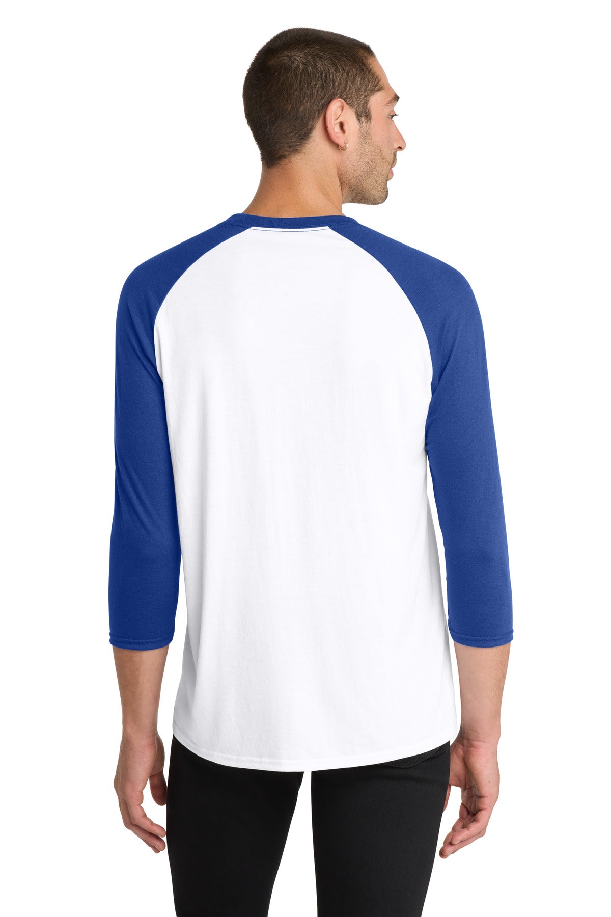Deep Royal/Wht District Perfect Tri 3/4-Sleeve Raglan. DM136