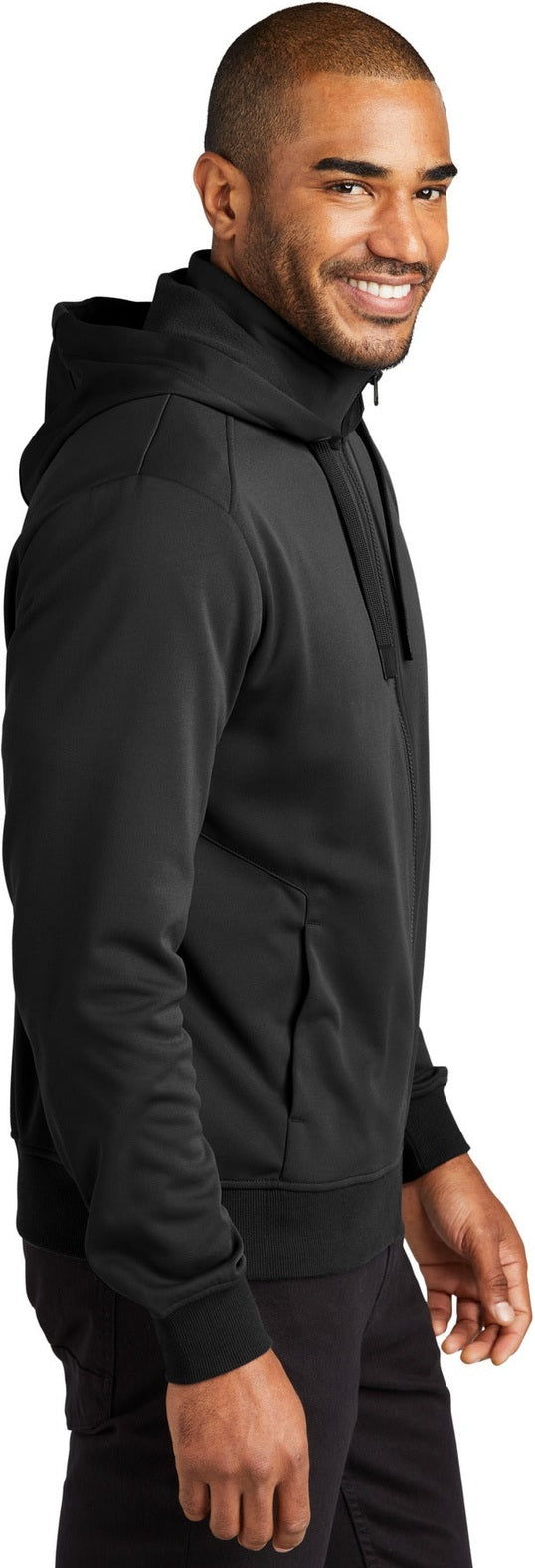 DeepBlack Port Authority Smooth Fleece Hooded Jacket F814