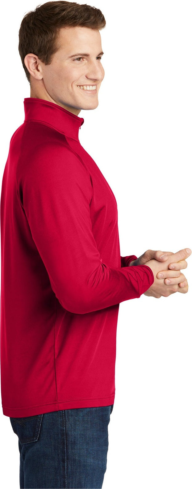 DeepRed Sport-Tek Sport-Wick Stretch 1/4-Zip Pullover. ST850