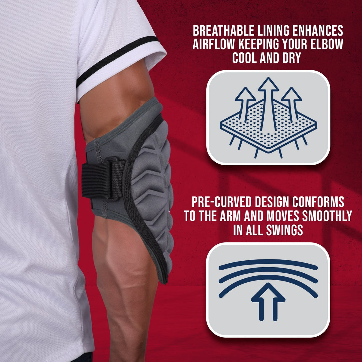 Defender Baseball Elbow Guard with Adjustable Strap (dark Gray)