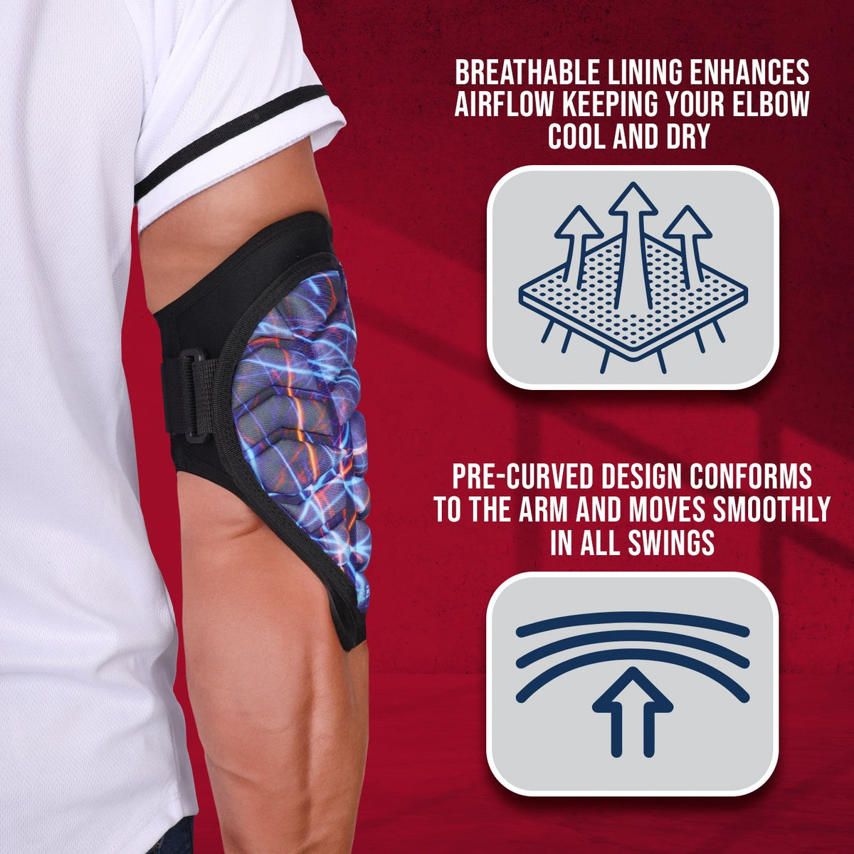 Defender Baseball Elbow Guard with Adjustable Strap (lazer)