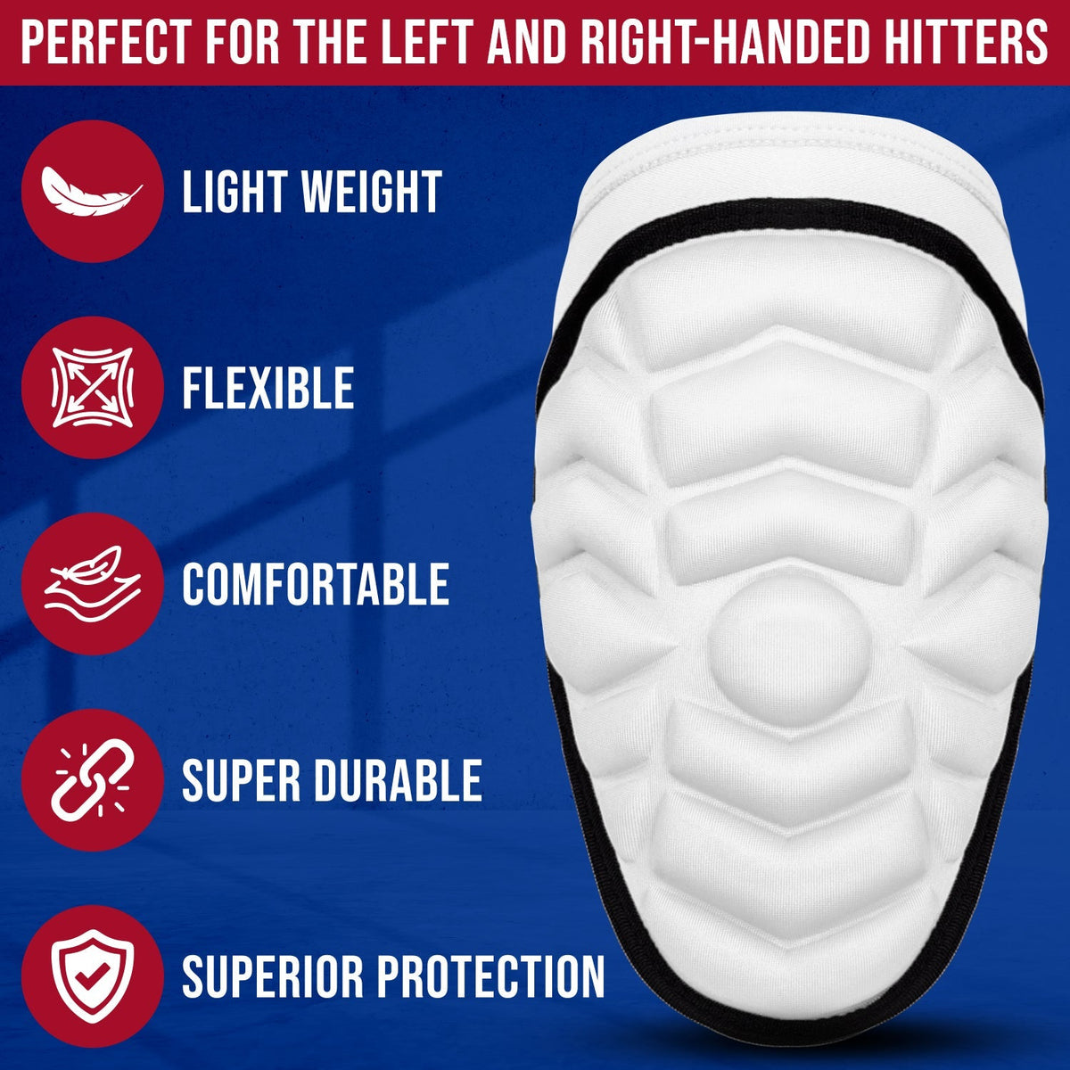 Defender Baseball Elbow Guard with Adjustable Strap (white)