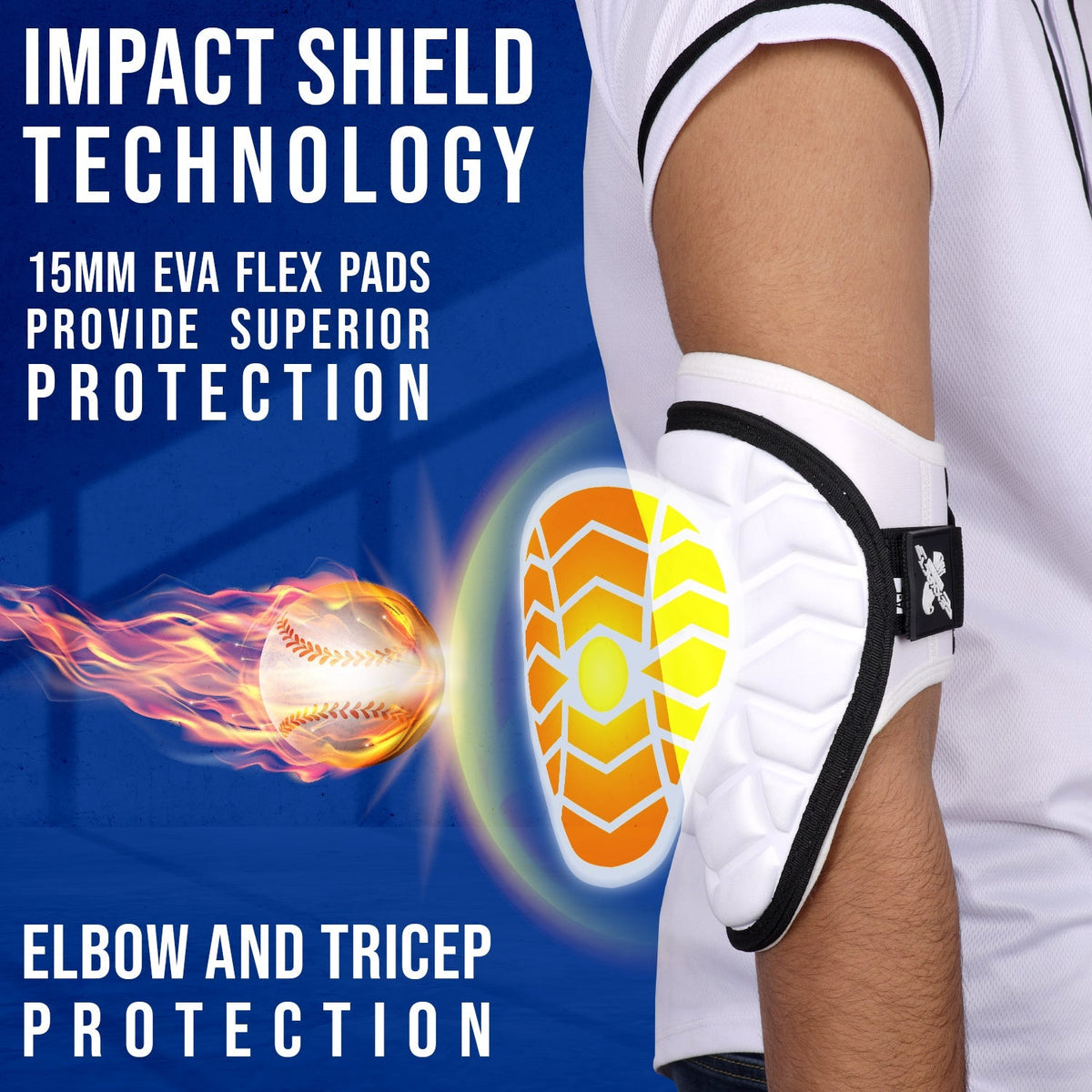 Defender Baseball Elbow Guard with Adjustable Strap (white)