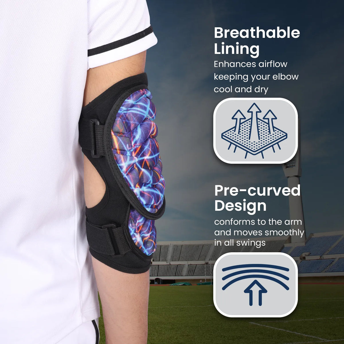Defender Plus Baseball Elbow Guard with Adjustable Straps (lazer)-youth