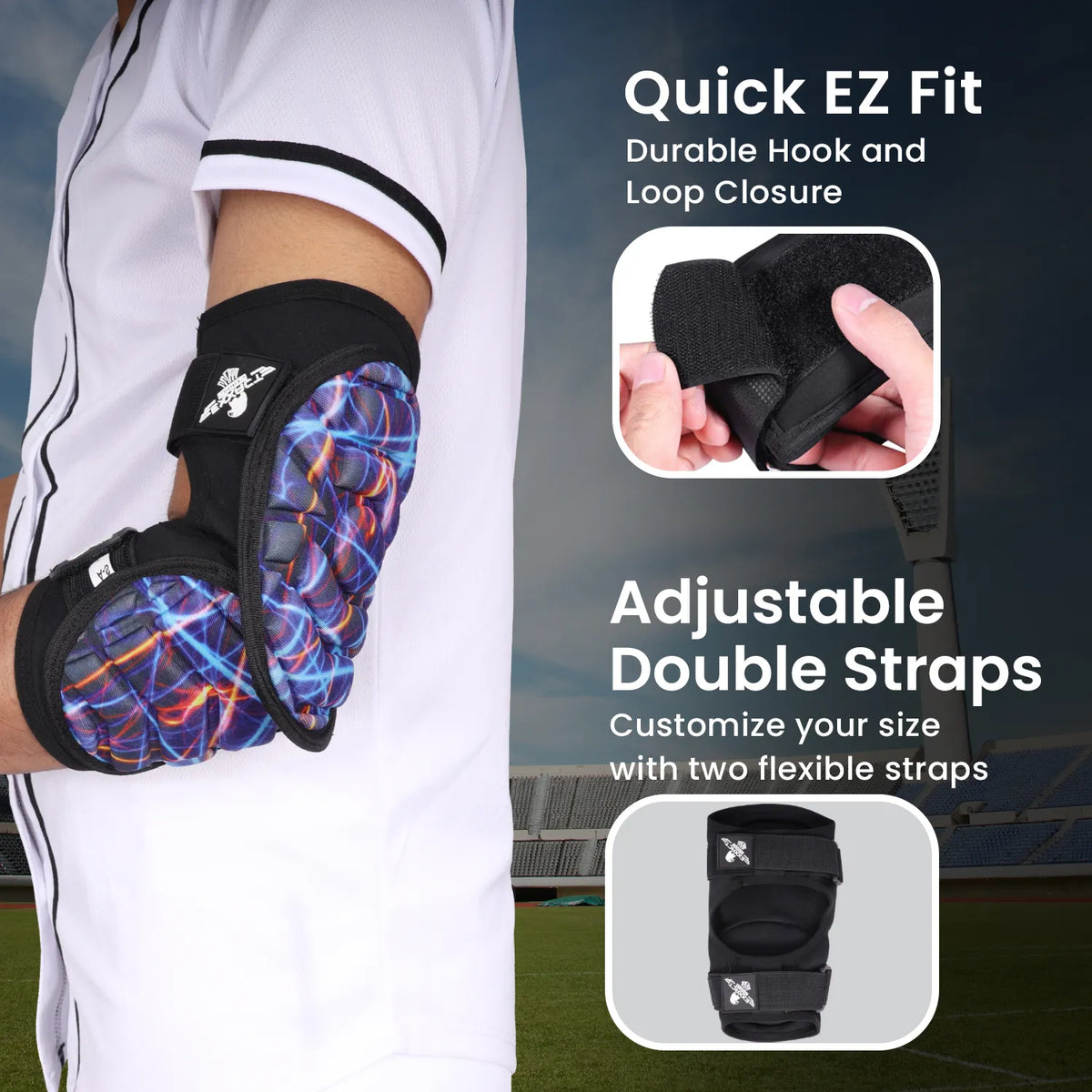 Defender Plus Baseball Elbow Guard with Adjustable Straps (lazer)-youth