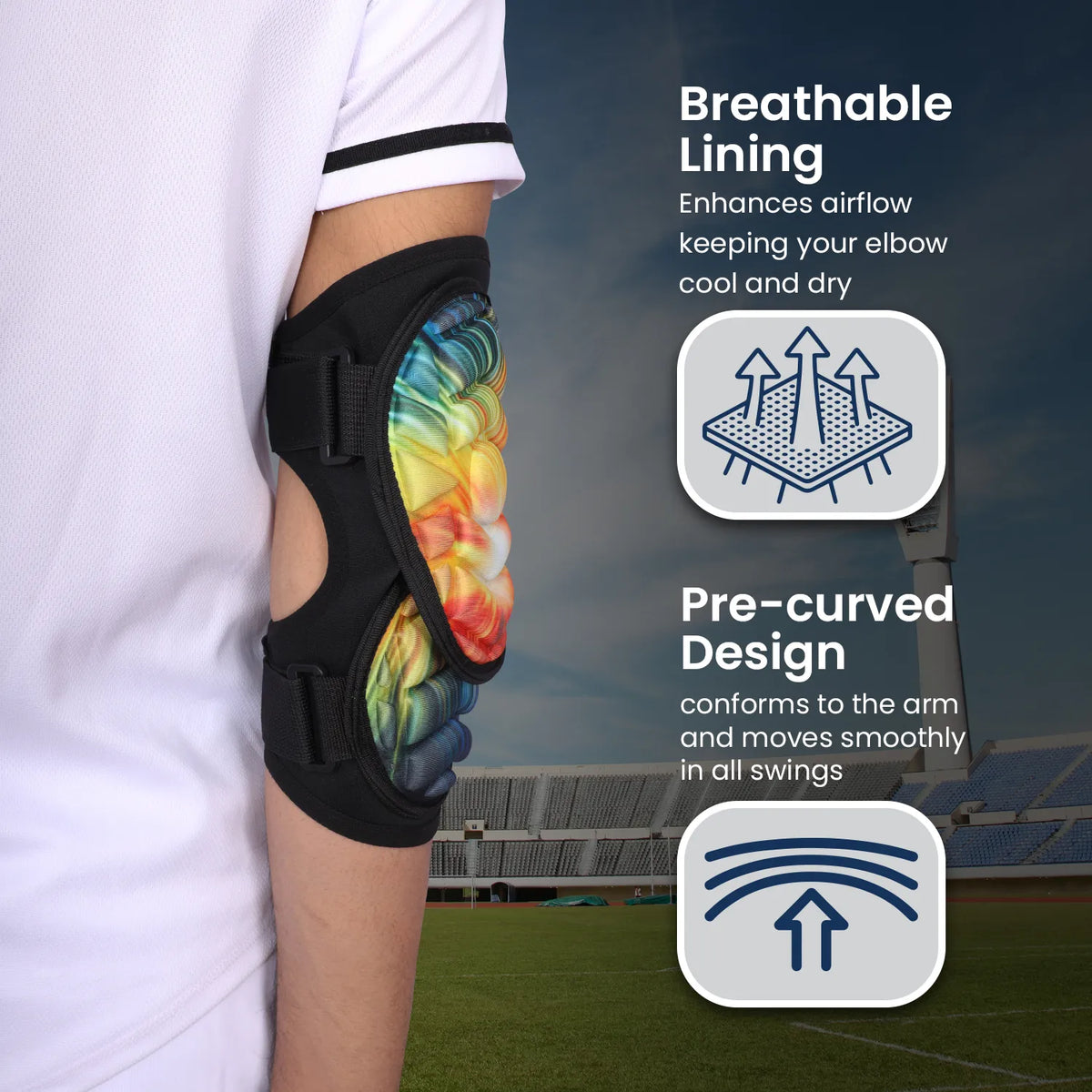 Defender Plus Baseball Elbow Guard with Adjustable Straps (tie Dye)-youth