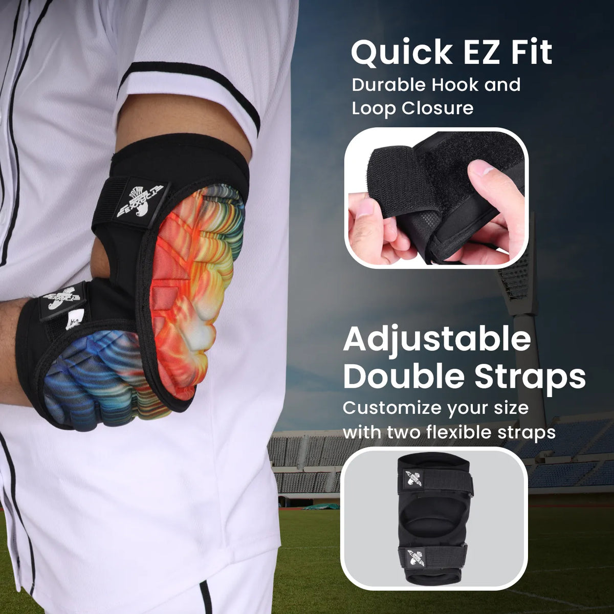 Defender Plus Baseball Elbow Guard with Adjustable Straps (tie Dye)-youth