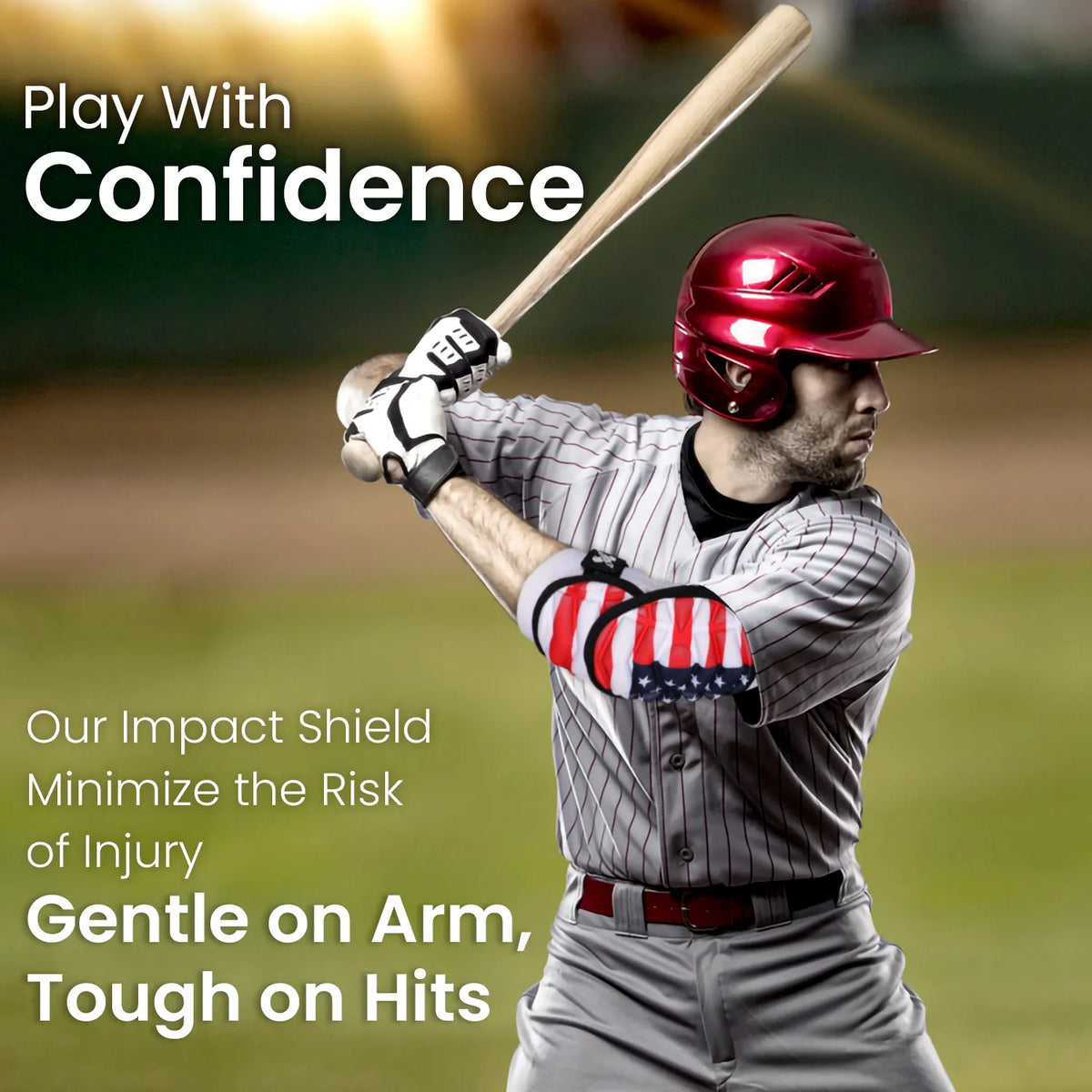 Defender Plus Baseball Elbow Guard with Adjustable Straps (usa Flag)-youth