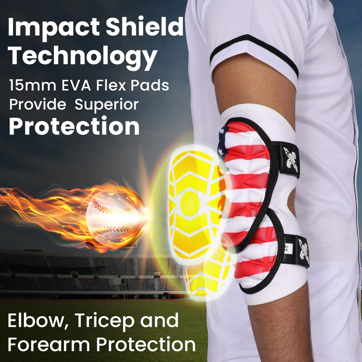 Defender Plus Baseball Elbow Guard with Adjustable Straps (usa Flag)-youth