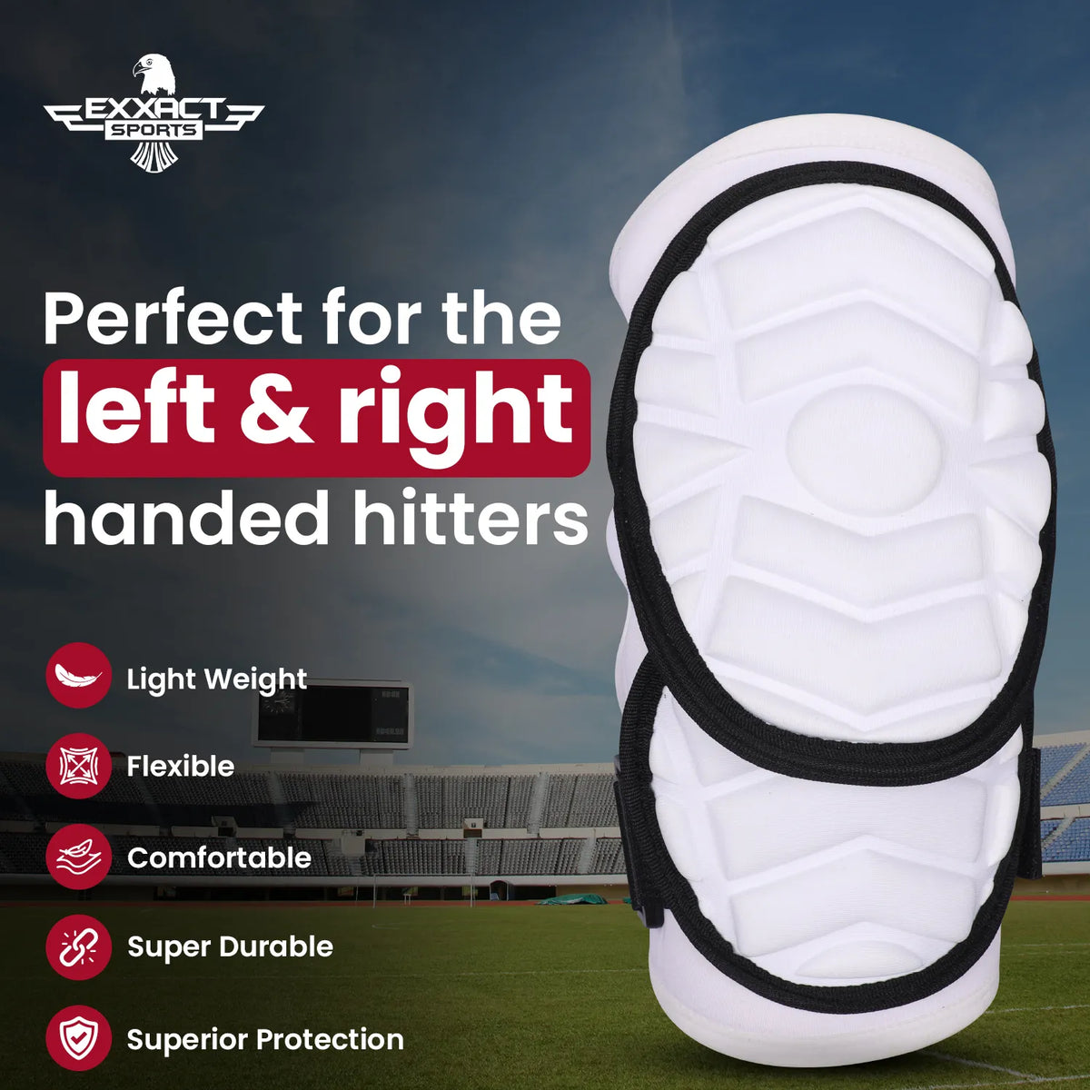 Defender Plus Baseball Elbow Guard with Adjustable Straps (white)-adult