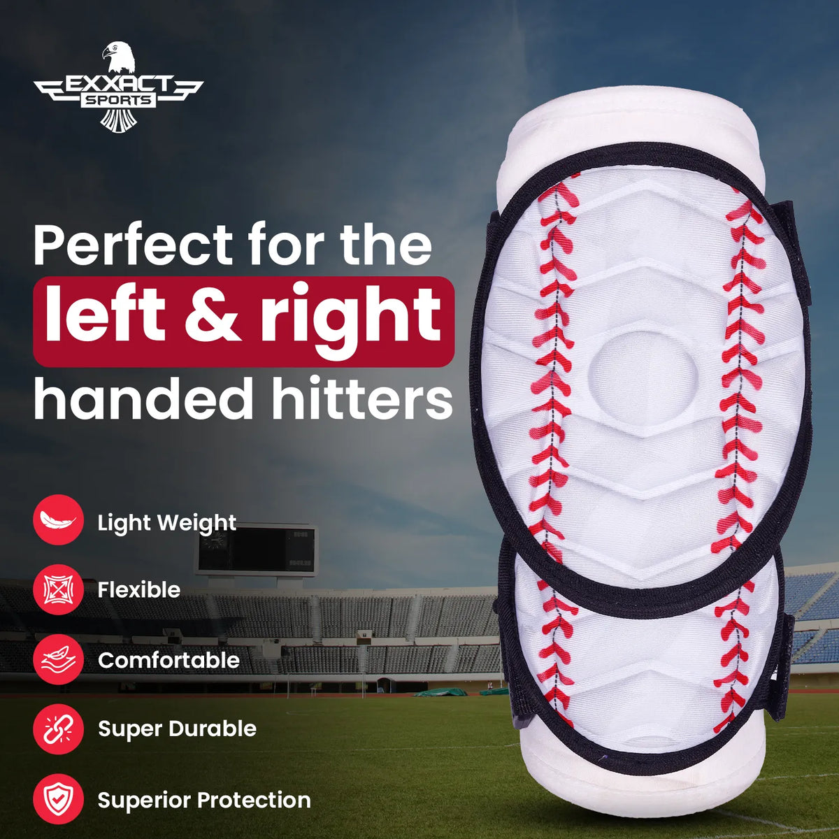 Defender Plus Baseball Elbow Guard with Adjustable Straps (white Flag)-youth