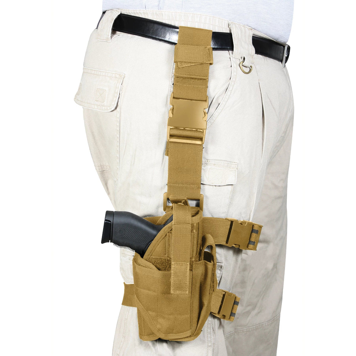 Deluxe Adjustable Universal Drop Leg Tactical Holster - Coyote Brown
