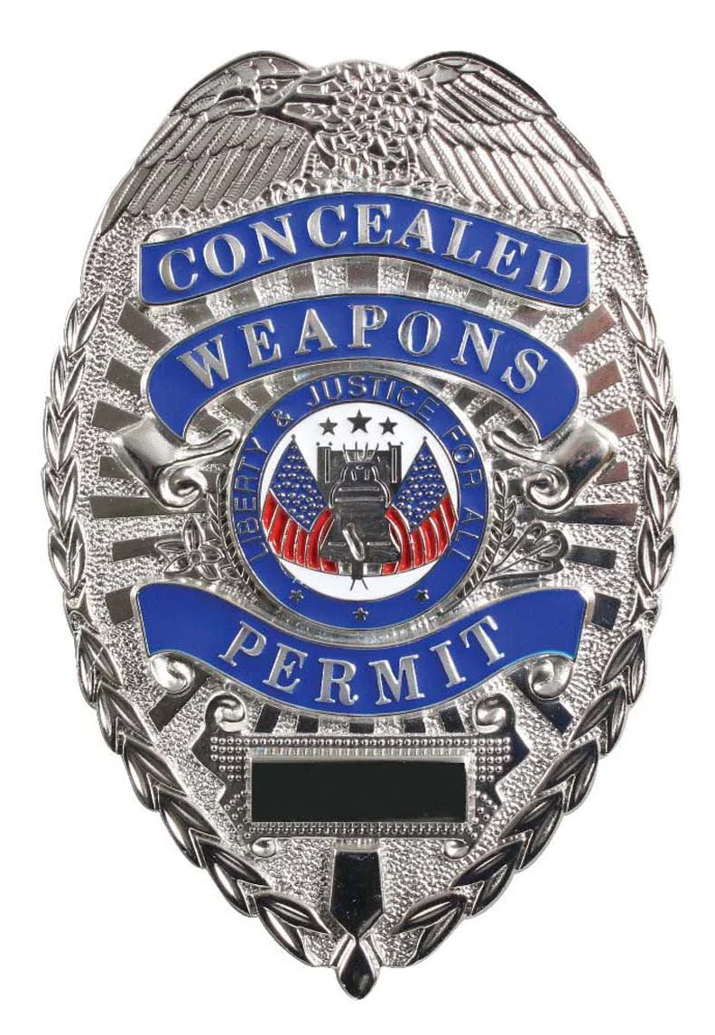 Deluxe ?Concealed Weapons Permit’ Badge - Silver