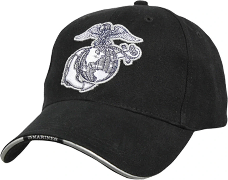Deluxe Eagle Globe & Anchor Low Profile Cap - Black