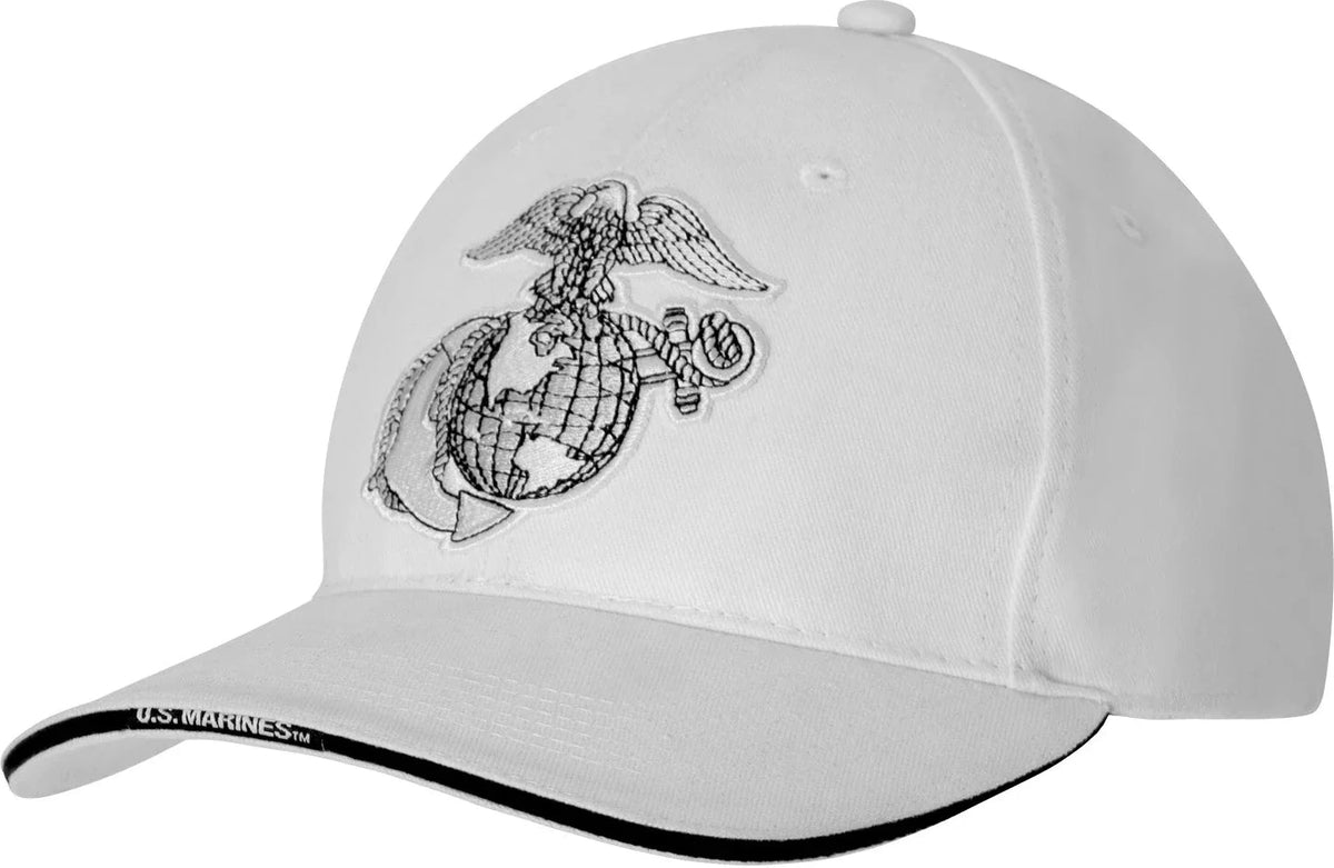 Deluxe Eagle Globe & Anchor Low Profile Cap - White