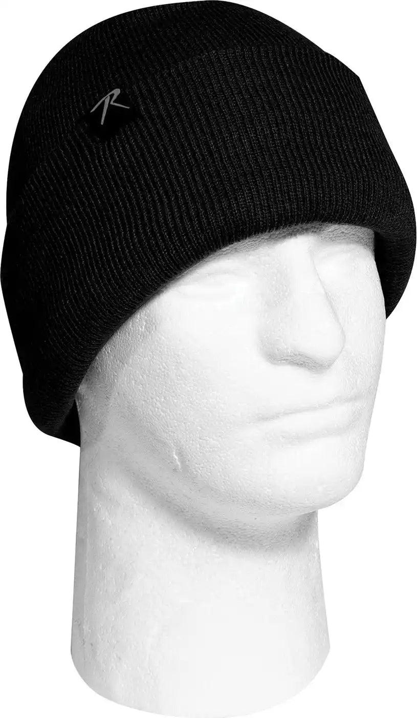 Deluxe Fine Knit Sherpa Lined Watch Cap Black