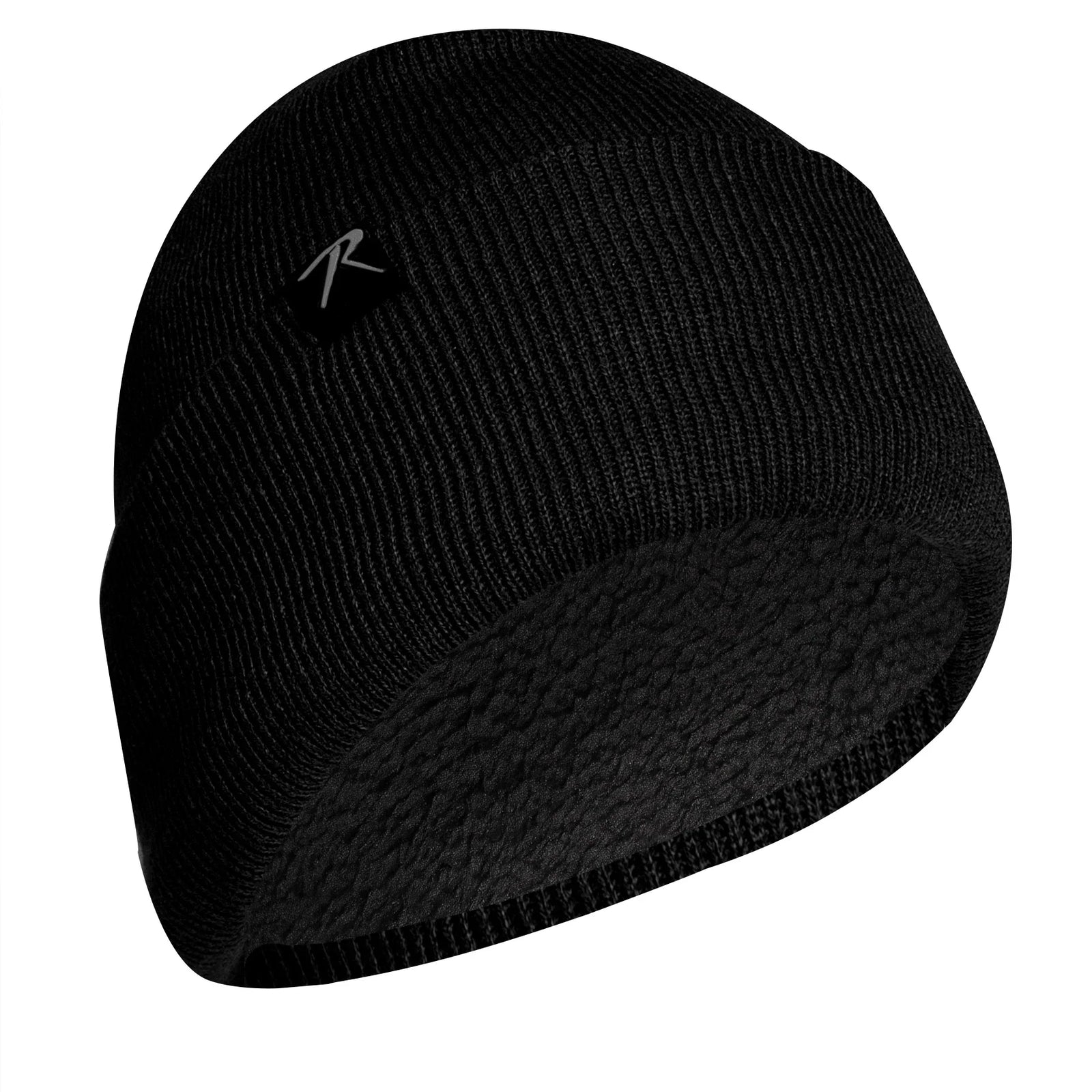 Deluxe Fine Knit Sherpa-lined Watch Cap - Black