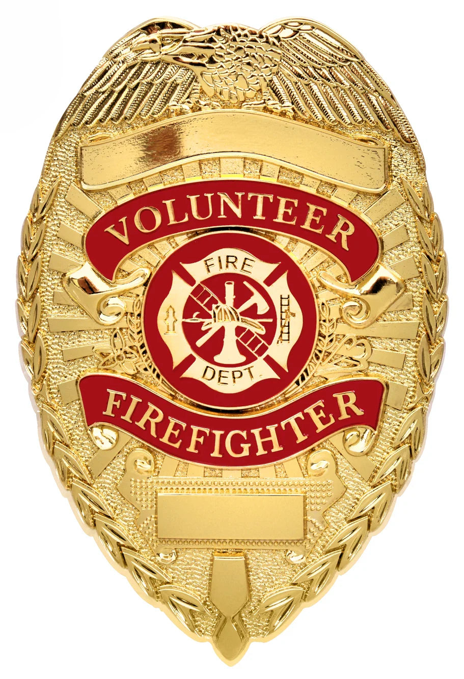 Deluxe Fire Department Badge - Silver
