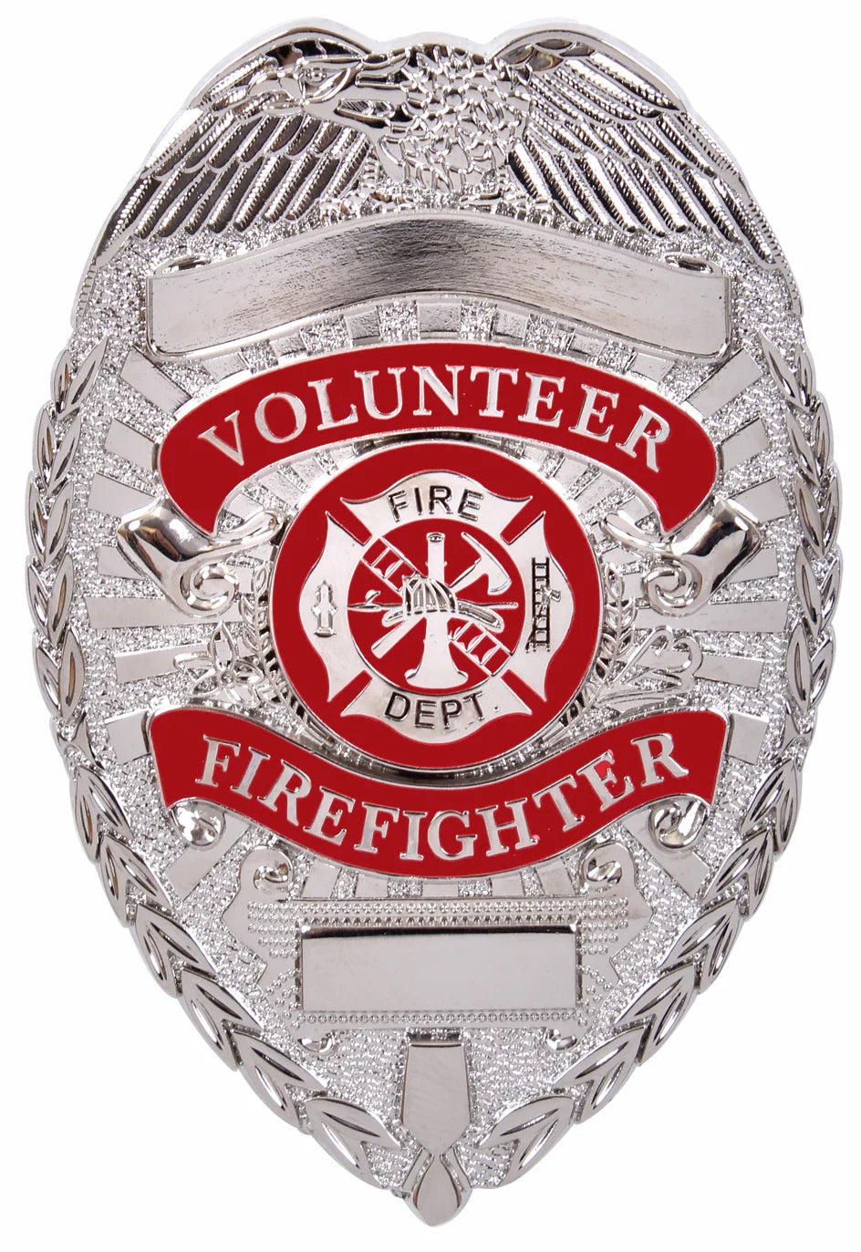 Deluxe Fire Department Badge - Silver