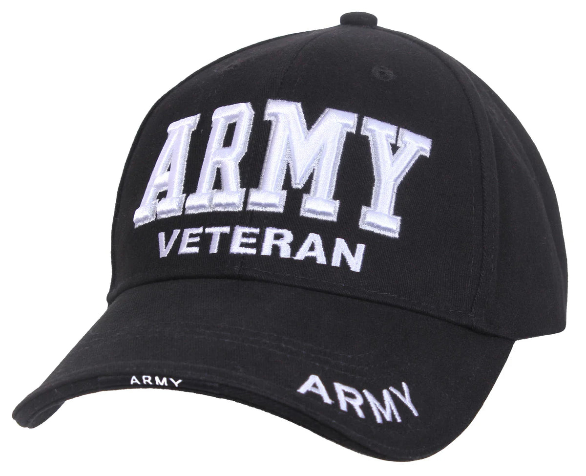 Deluxe Low Profile Army Veteran Cap - Black
