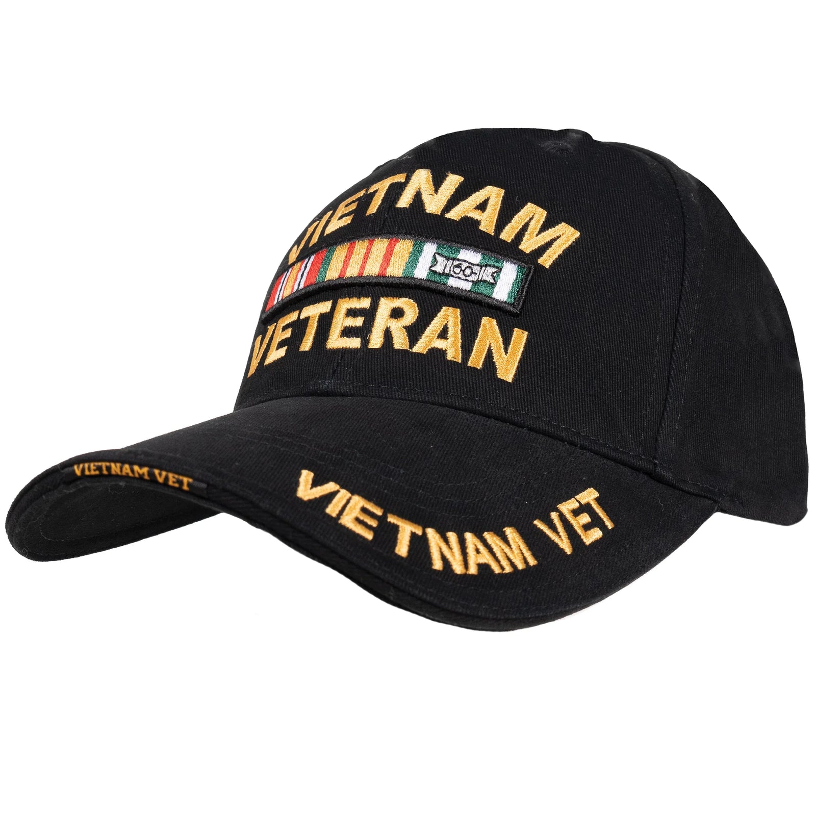 Deluxe Low Profile Vietnam Veteran Insignia Cap - Black