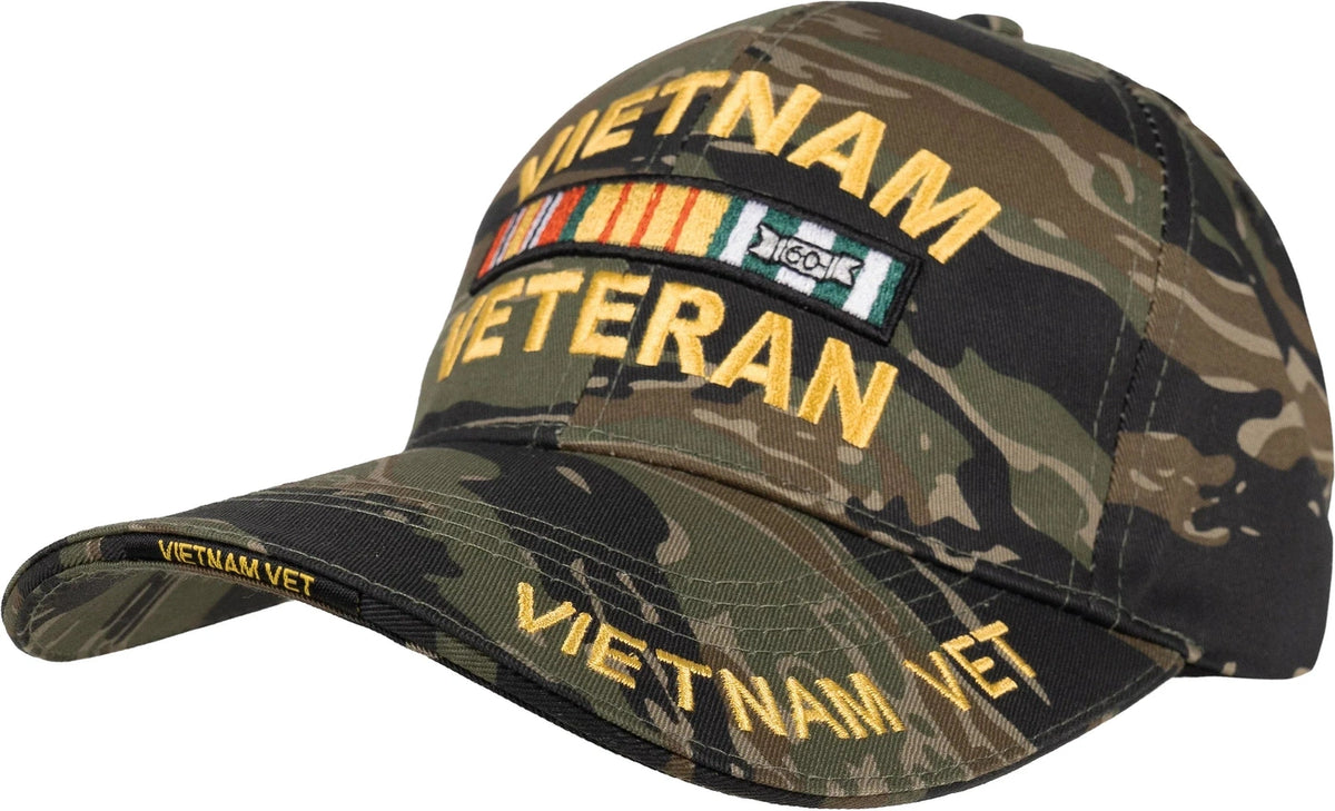 Deluxe Low Profile Vietnam Veteran Insignia Cap - Tiger Stripe Camo