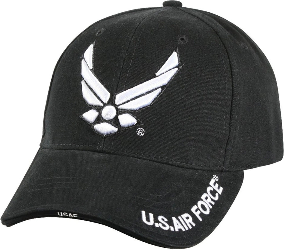 Deluxe U.s. Air Force Wing Low Profile Insignia Cap - Black