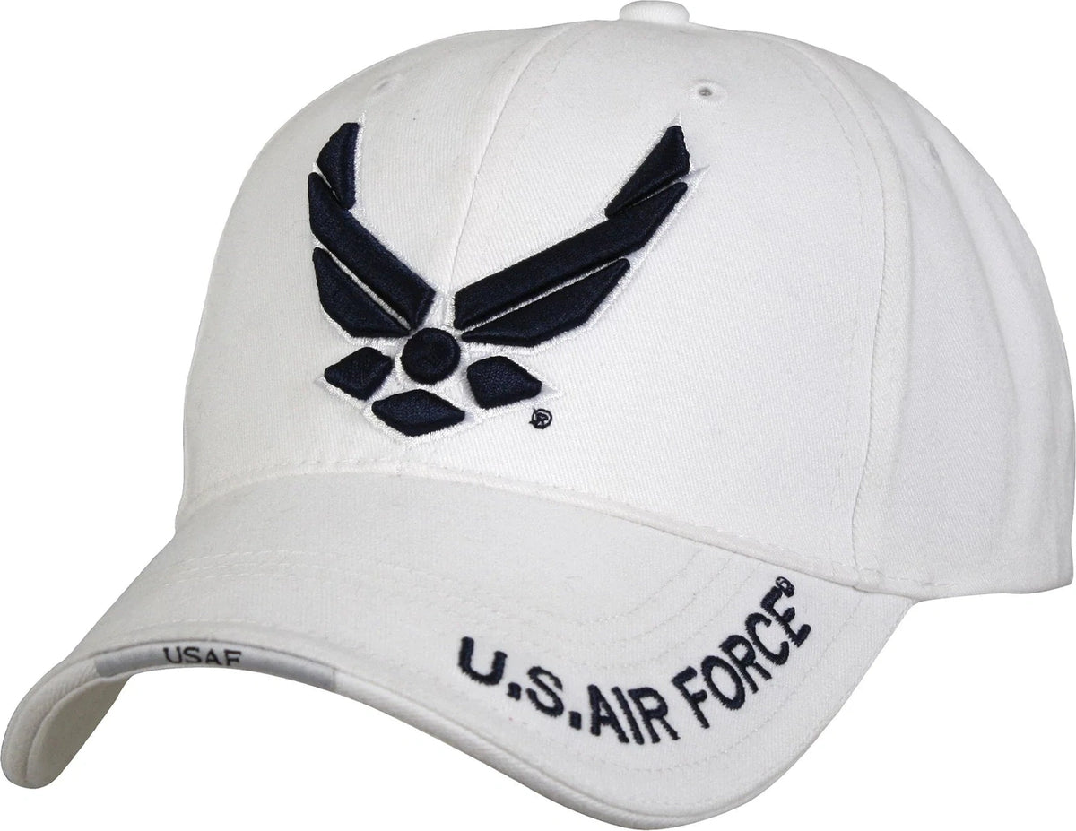 Deluxe U.s. Air Force Wing Low Profile Insignia Cap - White