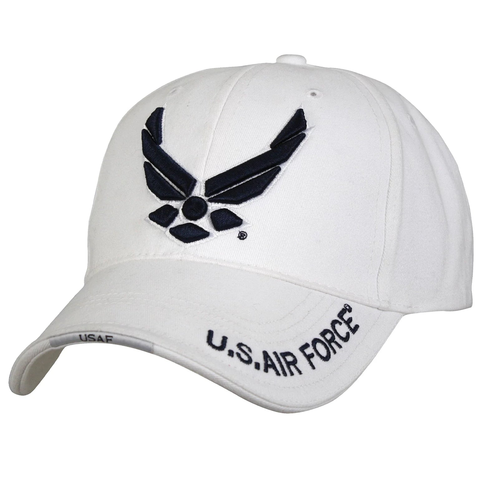 Deluxe U.s. Air Force Wing Low Profile Insignia Cap - White