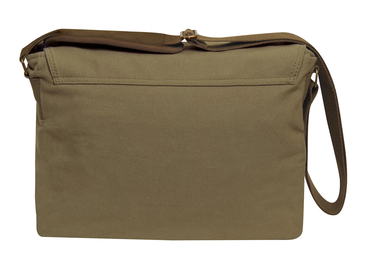 Deluxe Vintage Canvas Messenger Bag - Olive Drab