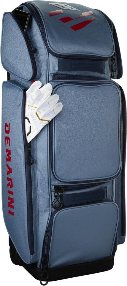 DeMarini Special Ops V2 Baseball Softball Wheeled Bag - Royal Gray - HIT a Duble - 5